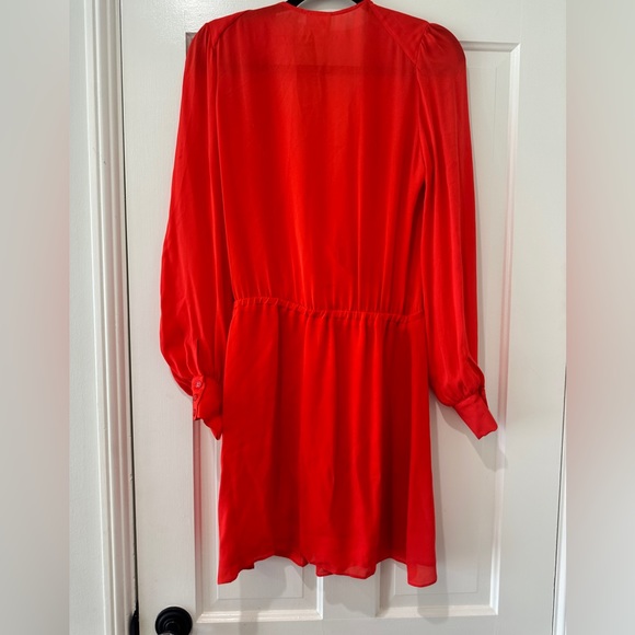 Parker red orange long sleeve SILK dress - Picture 5 of 12